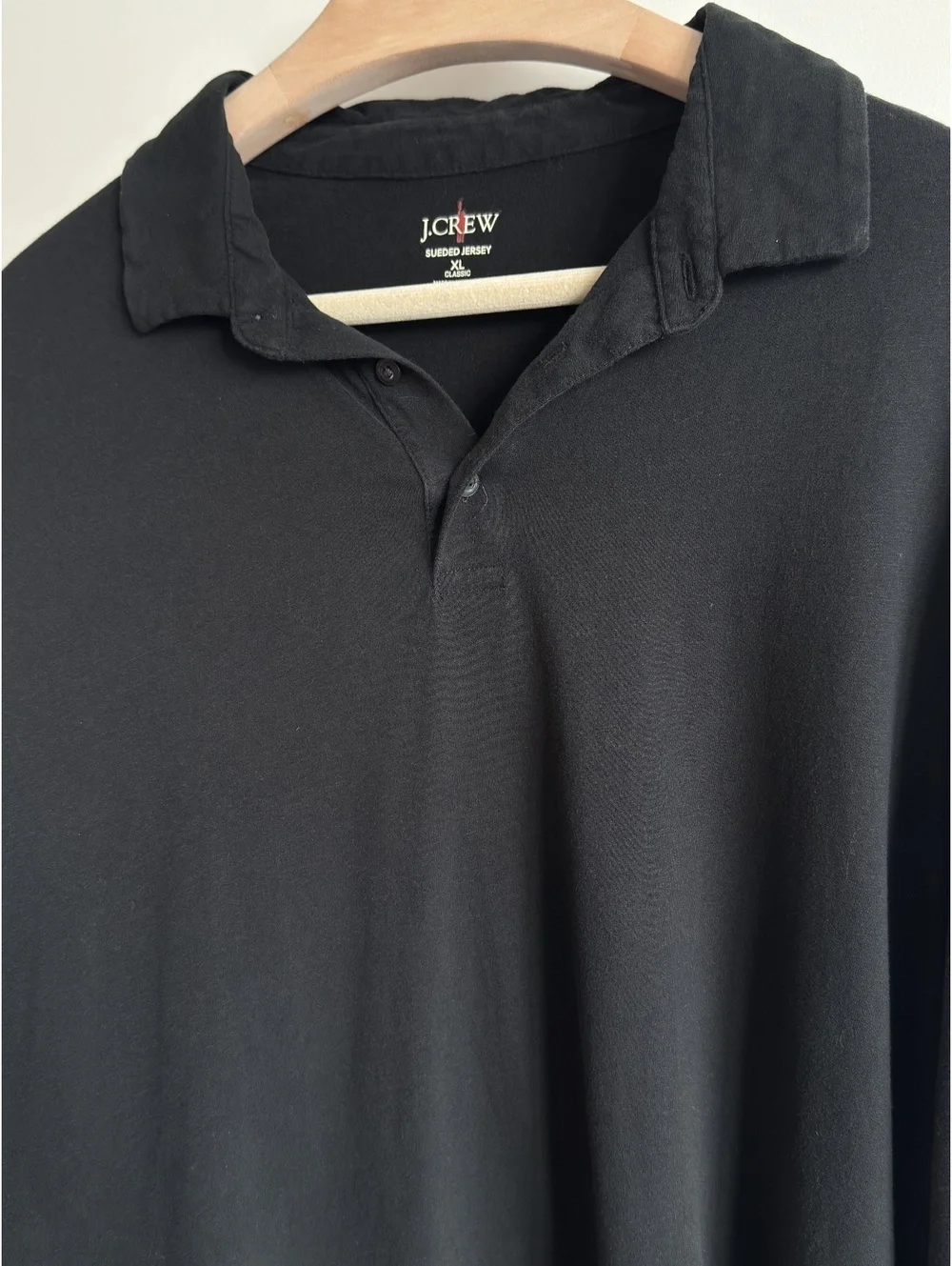 J.Crew Oarsman Logo Sueded Cotton Polo Shirt Men’s XL Black Long Sleeve Classic